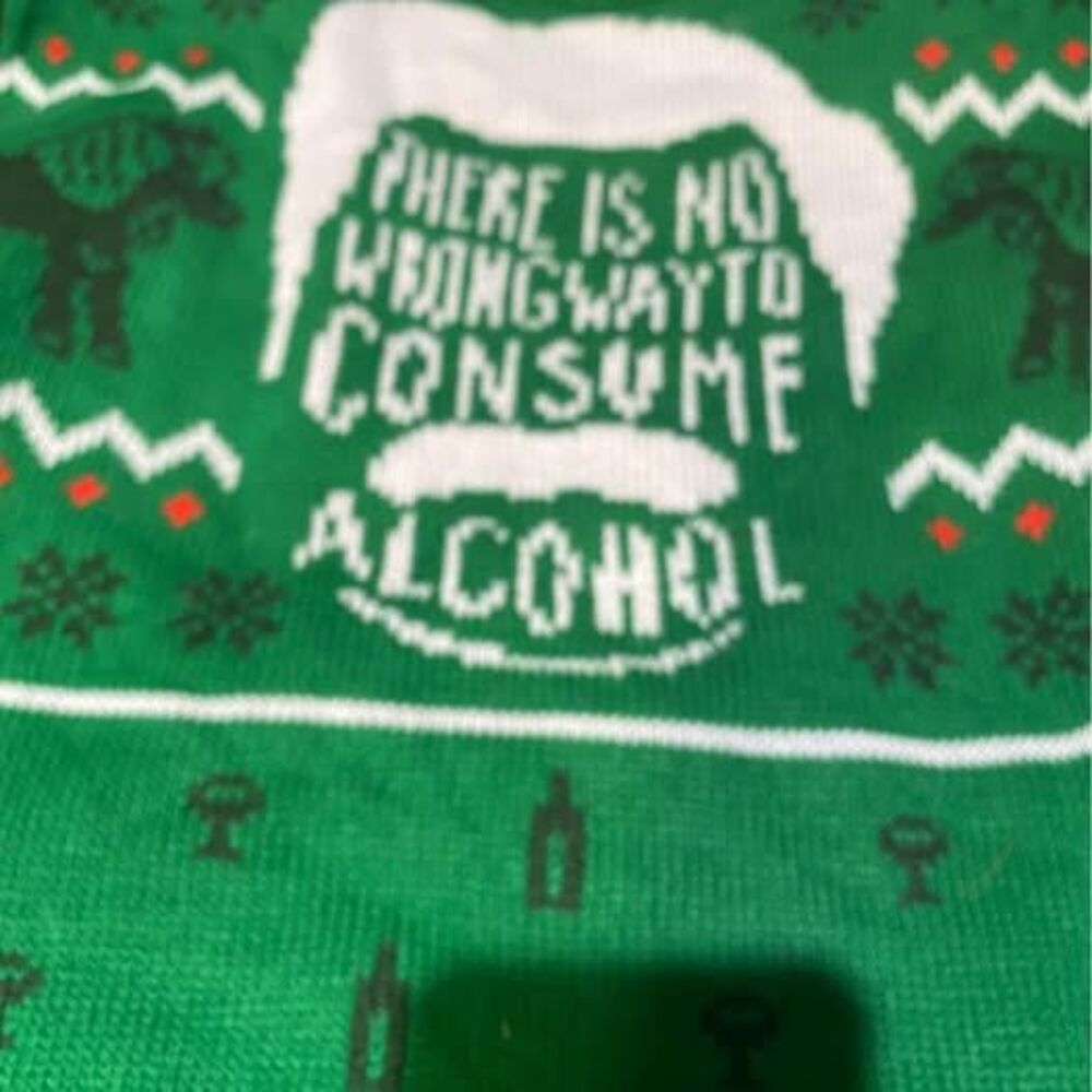 Parks and Recreation Ugly Christmas Sweater. S. Alcohol